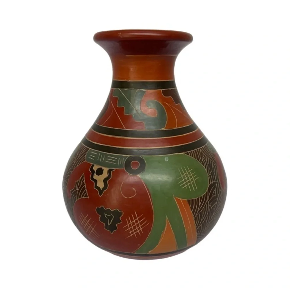 Nicaraguan San Juan de Oriente Art Clay Pottery Clay Hand Painted. Circa 1980’s